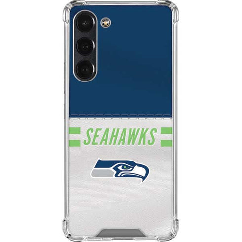 NFL Seattle Seahawks White Striped Galaxy S23 Plus Clear Case