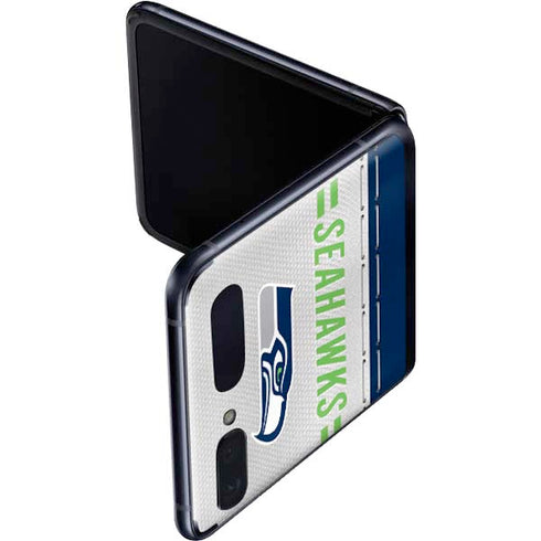 NFL Seattle Seahawks White Striped Galaxy Z Flip Skin
