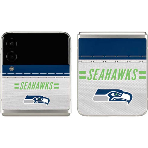 NFL Seattle Seahawks White Striped Galaxy Z Flip3 5G Skin