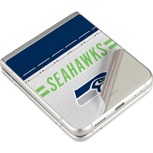 NFL Seattle Seahawks White Striped Galaxy Z Flip3 5G Skin