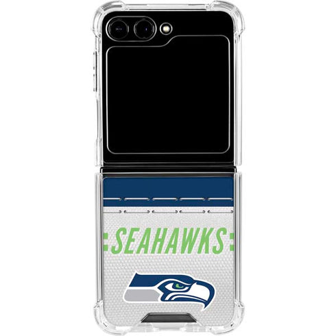 NFL Seattle Seahawks White Striped Galaxy Z Flip5 5G Clear Case