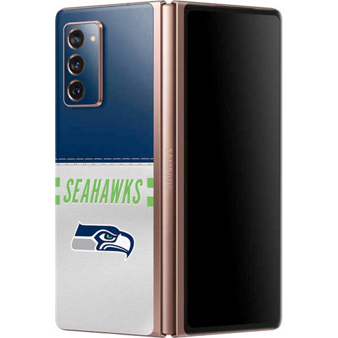NFL Seattle Seahawks White Striped Galaxy Z Fold2 5G Skin