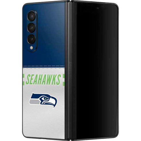 NFL Seattle Seahawks White Striped Galaxy Z Fold3 5G Skin