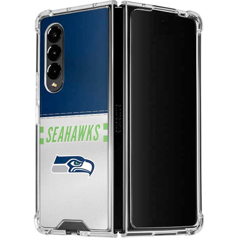 NFL Seattle Seahawks White Striped Galaxy Z Fold4 5G Clear Case