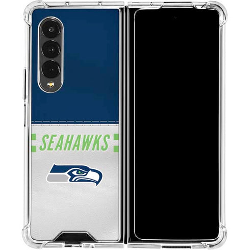 NFL Seattle Seahawks White Striped Galaxy Z Fold4 5G Clear Case