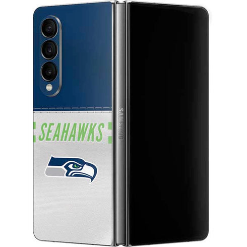 NFL Seattle Seahawks White Striped Galaxy Z Fold4 5G Skin