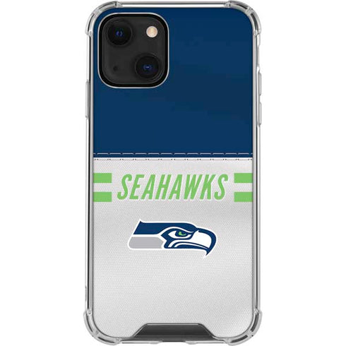NFL Seattle Seahawks White Striped iPhone 14 Plus Clear Case