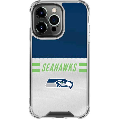 NFL Seattle Seahawks White Striped iPhone 14 Pro Clear Case
