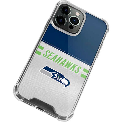 NFL Seattle Seahawks White Striped iPhone 15 Pro Clear Case