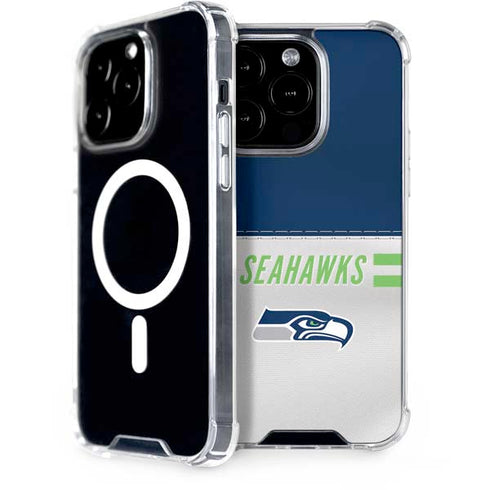 NFL Seattle Seahawks White Striped iPhone 14 Pro MagSafe Case