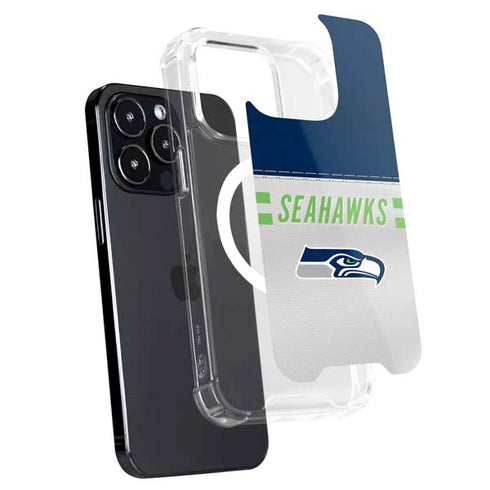 NFL Seattle Seahawks White Striped iPhone 15 Pro MagSafe Case