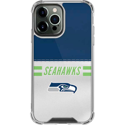 NFL Seattle Seahawks White Striped iPhone 14 Pro Max Clear Case