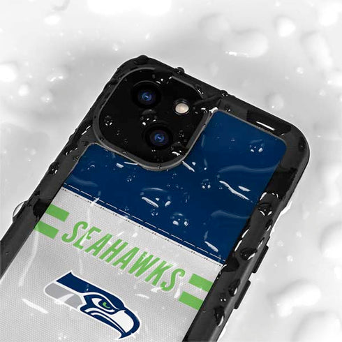 NFL Seattle Seahawks White Striped iPhone 15 Plus Waterproof Case