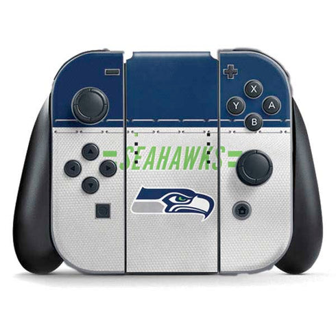 NFL Seattle Seahawks White Striped Nintendo Switch (2017-2021) Joy-Con Controller Skin