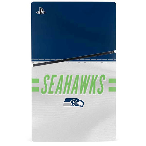 NFL Seattle Seahawks White Striped PS5 Slim Disk Console Skin
