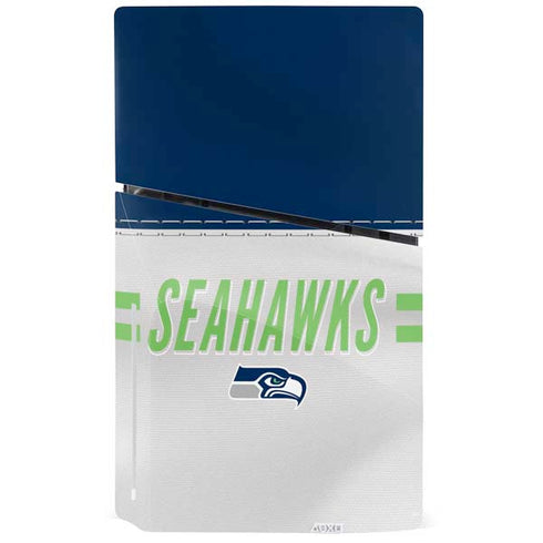 NFL Seattle Seahawks White Striped PS5 Slim Disk Console Skin