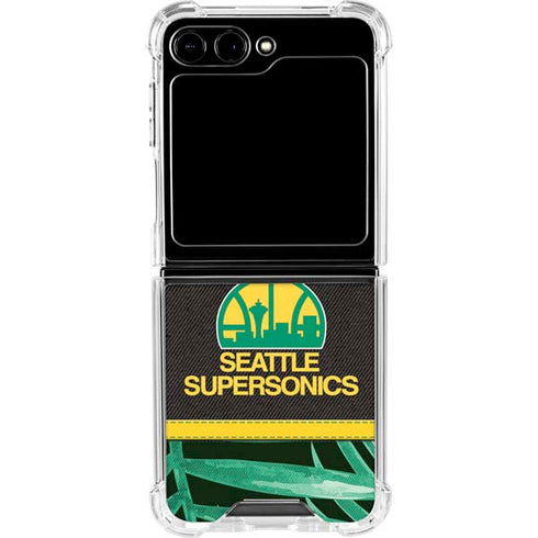 NBA Seattle SuperSonics Retro Palms Galaxy Z Flip5 5G Clear Case