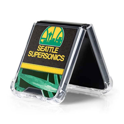 NBA Seattle SuperSonics Retro Palms Galaxy Z Flip5 5G Clear Case
