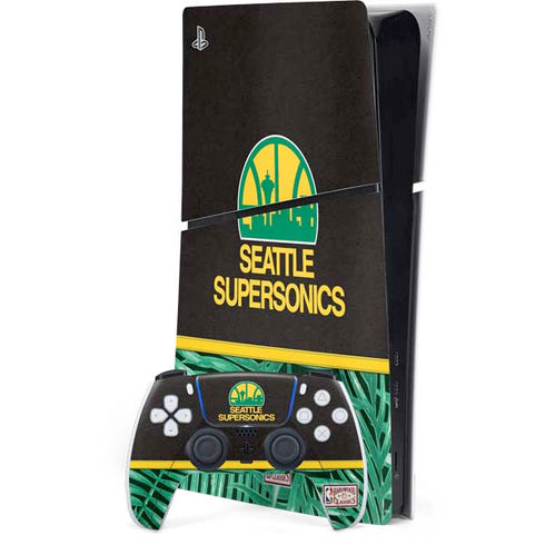 NBA Seattle SuperSonics Retro Palms PS5 Slim Digital Edition Console Skin