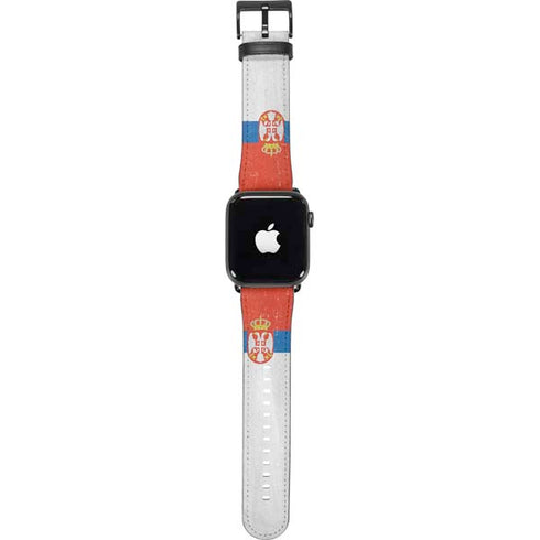 Serbia Flag Distressed Apple Watch Band 38-40mm