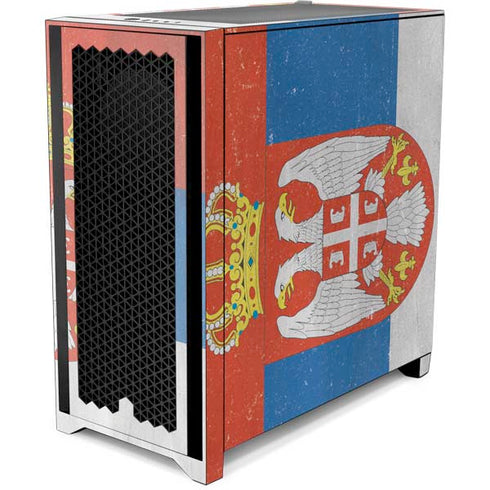 Serbia Flag Distressed Corsair 4000D Tempered Glass Mid-Tower ATX Case Skin