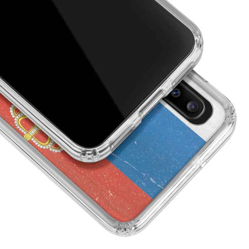 Serbia Flag Distressed Galaxy A30 Clear Case