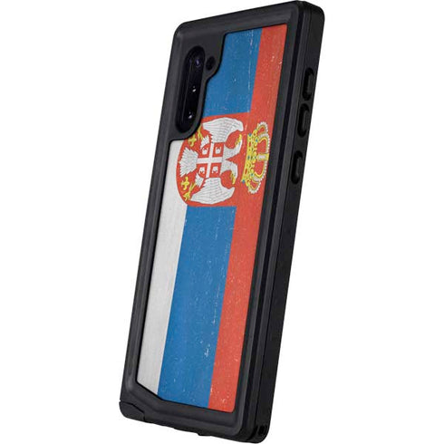 Serbia Flag Distressed Galaxy Note 10 Waterproof Case