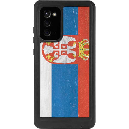 Serbia Flag Distressed Galaxy Note20 5G Waterproof Case