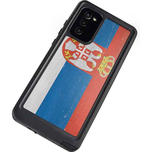Serbia Flag Distressed Galaxy Note20 5G Waterproof Case