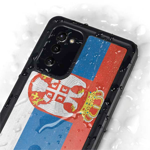 Serbia Flag Distressed Galaxy Note20 5G Waterproof Case