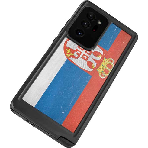 Serbia Flag Distressed Galaxy Note20 Ultra 5G Waterproof Case