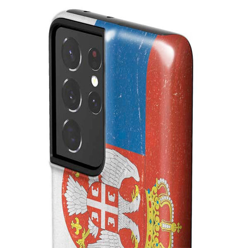 Serbia Flag Distressed Galaxy S21 Ultra 5G Pro Case