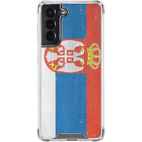 Serbia Flag Distressed Galaxy S22 Clear Case