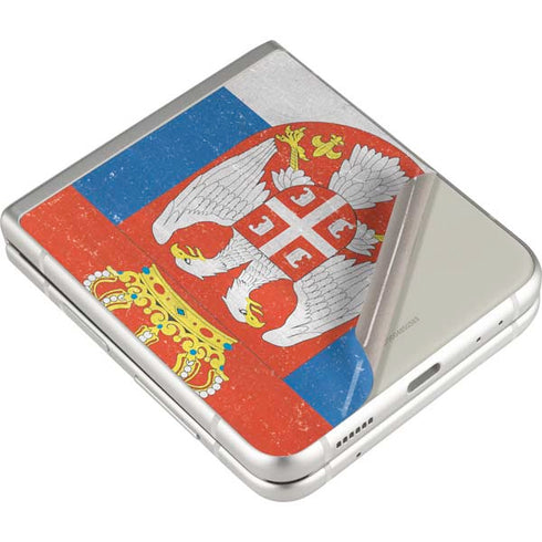 Serbia Flag Distressed Galaxy Z Flip3 5G Skin