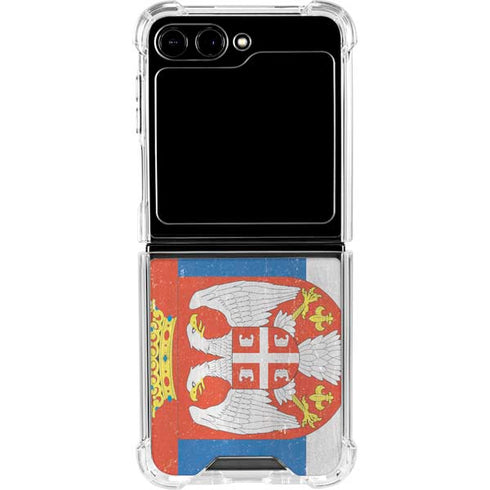 Serbia Flag Distressed Galaxy Z Flip5 5G Clear Case