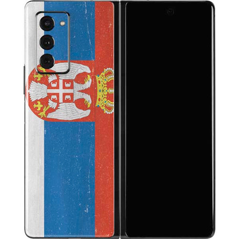 Serbia Flag Distressed Galaxy Z Fold2 5G Skin