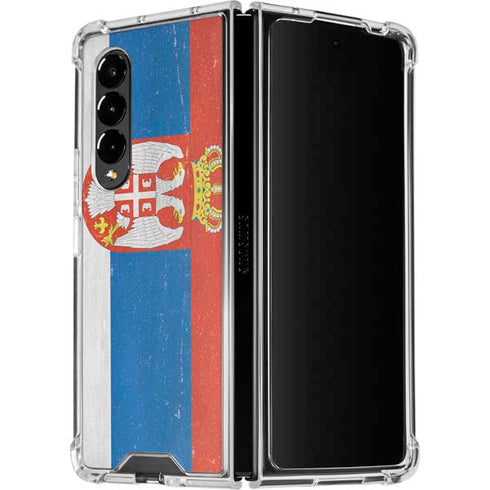 Serbia Flag Distressed Galaxy Z Fold4 5G Clear Case