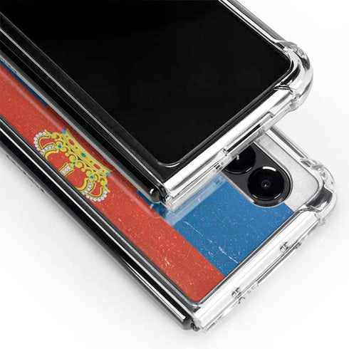 Serbia Flag Distressed Galaxy Z Fold4 5G Clear Case