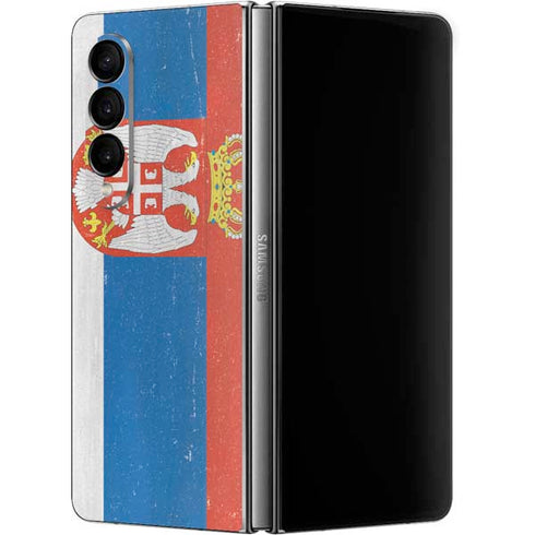 Serbia Flag Distressed Galaxy Z Fold4 5G Skin