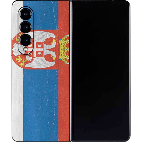 Serbia Flag Distressed Galaxy Z Fold4 5G Skin