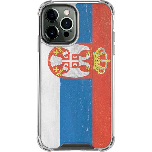 Serbia Flag Distressed iPhone 13 Pro Max Clear Case
