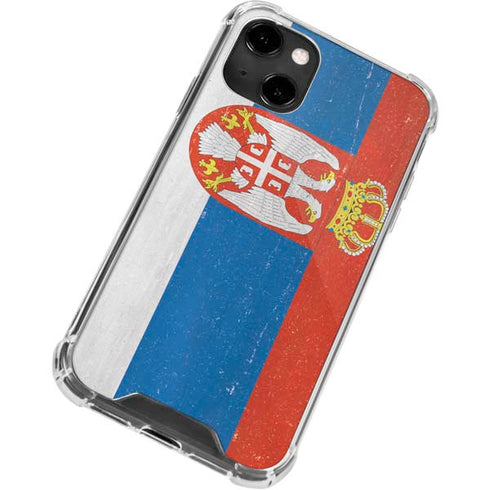 Serbia Flag Distressed iPhone 14 Clear Case