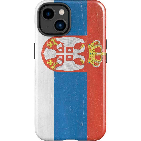 Serbia Flag Distressed iPhone 15 Plus Impact Case