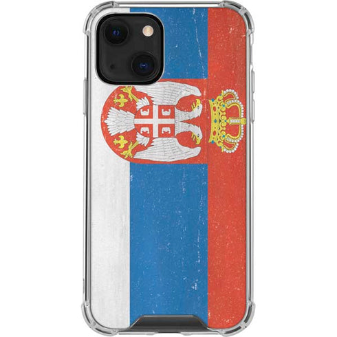 Serbia Flag Distressed iPhone 14 Plus Clear Case