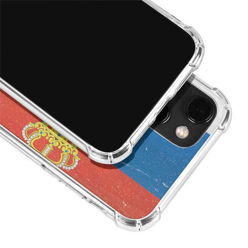 Serbia Flag Distressed iPhone 15 Plus Clear Case