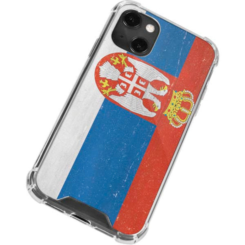 Serbia Flag Distressed iPhone 14 Plus Clear Case