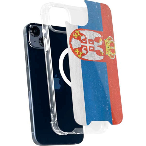 Serbia Flag Distressed iPhone 15 Plus MagSafe Case