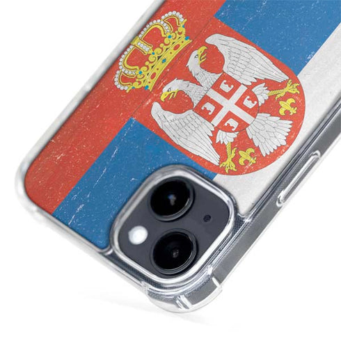 Serbia Flag Distressed iPhone 15 Plus MagSafe Case
