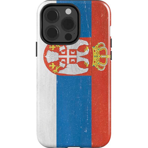 Serbia Flag Distressed iPhone 14 Pro Impact Case