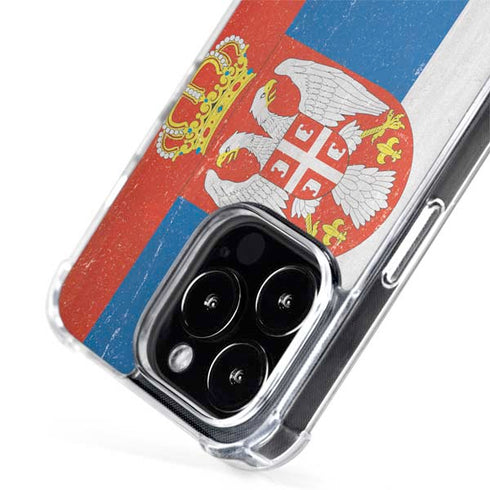 Serbia Flag Distressed iPhone 15 Pro MagSafe Case